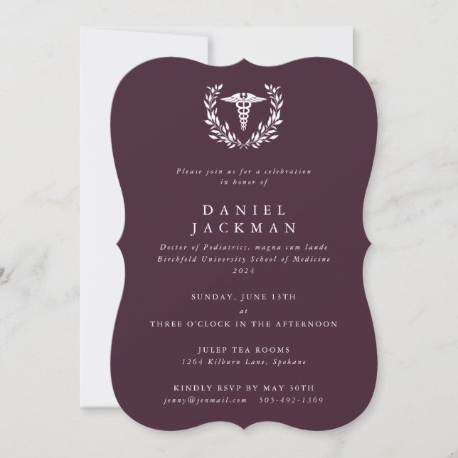 Invitación Graduación en la Escuela de Medicina de Borgoña (Anverso)