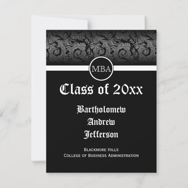 Invitación Graduación en la escuela de negocios MBA en blanco (Anverso)