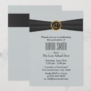 Invitación Graduación en la Facultad de Derecho Black Ribbon