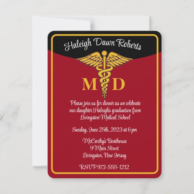 Invitación Graduación en la Facultad de Medicina Caduceus Red (Anverso)