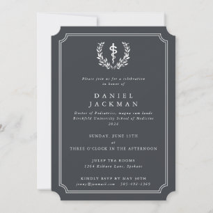 Invitación Graduación en la Facultad de Medicina Gris/Blanco
