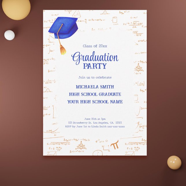 Invitación Graduación en matemáticas de la escuela secundaria (Modern High School Graduate Math Graduation Invitation)