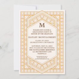 Invitación Graduación en monograma de caramelo retro vintage