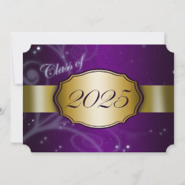 Invitación Graduación en morado y oro 2025