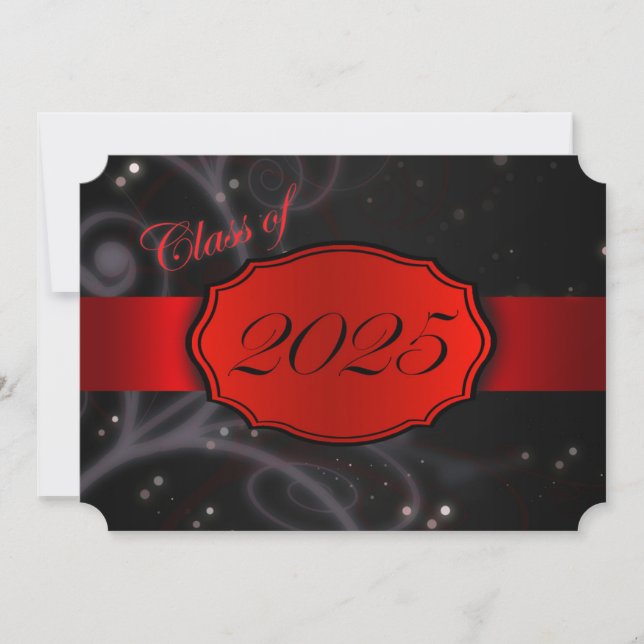 Invitación Graduación en rojo y negro 2025 (Anverso)