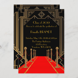 Invitación Graduación, estilo Gatsby, estilo Alfombra Roja, N