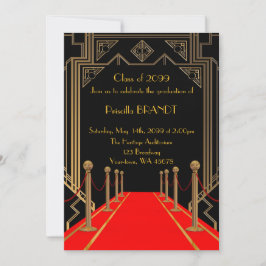 Invitación Graduación, estilo Gatsby, estilo Alfombra Roja, N