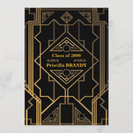 Invitación Graduación, estilo Gatsby, estilo Alfombra Roja, N