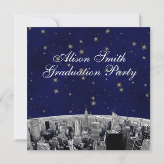 Invitación Graduación Estrella Blanca Dorada Azul del Paisaje