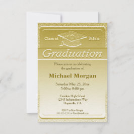 Invitación Graduación Faux Gold Metallic