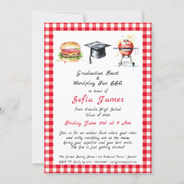 Invitación Graduación Festín y Wordplay Fiesta de barbacoa