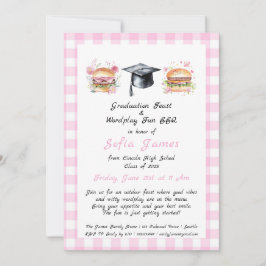 Invitación Graduación Festín y Wordplay Fiesta de barbacoa