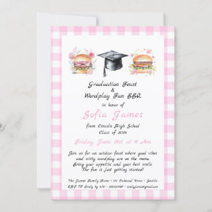 Invitación Graduación Festín y Wordplay Fiesta de barbacoa