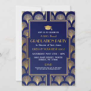Invitación Graduación Fiesta de Gatsby de Oro de la Marina de