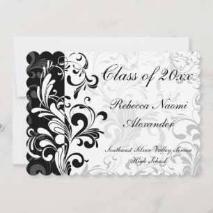Invitación Graduación/Fiesta de Swirl de fondo blanco