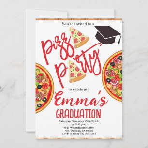 Invitación Graduación Fiesta Pizza