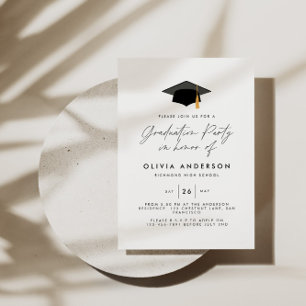 Invitación graduación fiesta verde simple y elegante