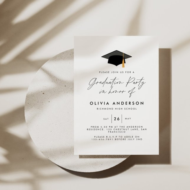 Invitación graduación fiesta verde simple y elegante (Subido por el creador)