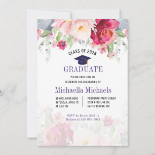 Invitación Graduación floral 2025 Fiesta