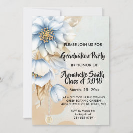 Invitación Graduación floral azul vintage