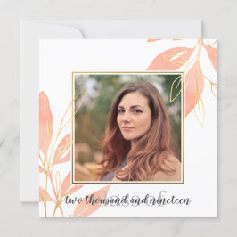 Invitación Graduación floral de acuarela dorada