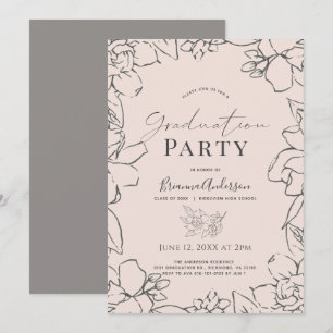 Invitación Graduación Floral de Gardenia Rosa