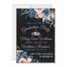 Graduación Floral Elegante de color Azul Rosa