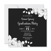 Graduación floral en blanco y negro