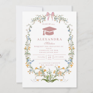 Invitación Graduación Floral Jardín Romántico