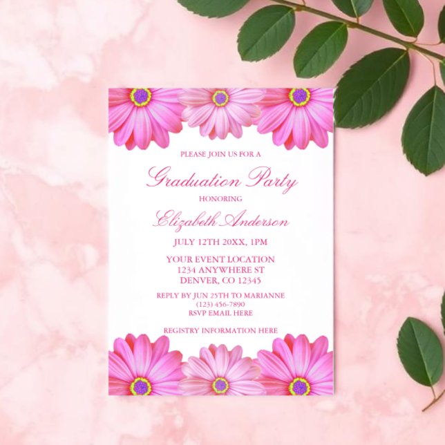 Invitación Graduación floral rosa (Subido por el creador)