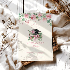 Invitación Graduación floral rosa