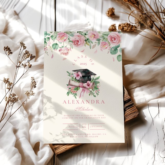 Invitación Graduación floral rosa (Subido por el creador)