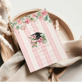 Invitación Graduación floral rosa de moda