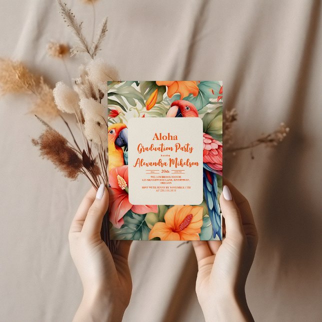 Invitación Graduación Floral Tropical Rosa Hibiscus (Subido por el creador)