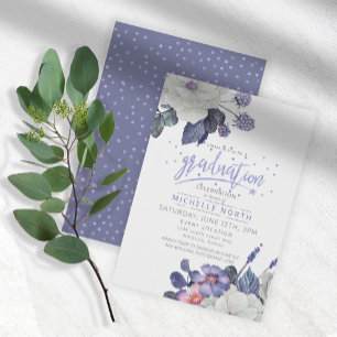 Invitación Graduación Floral Violet Confetti ID509