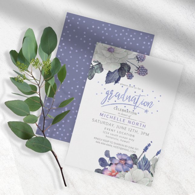 Invitación Graduación Floral Violet Confetti ID509 (Subido por el creador)
