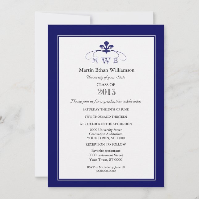 Invitación Graduación formal de la plata de la marina de (Anverso)