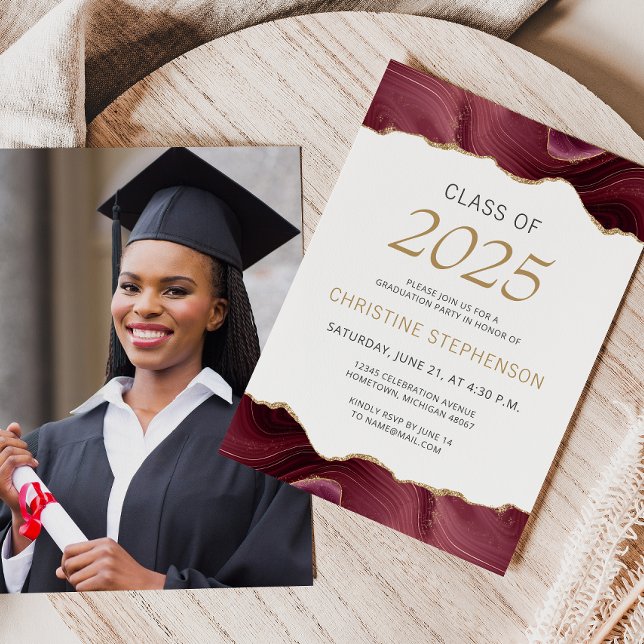 Invitación Graduación Foto Agate de Borgoña 2025 (Subido por el creador)