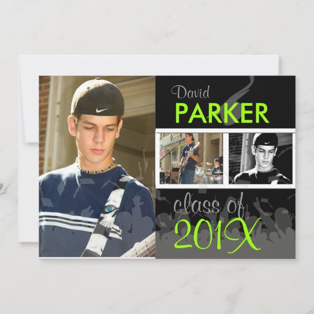 Invitación Graduación/Foto/Cap+Gown de PixDezines 2011 (Anverso)