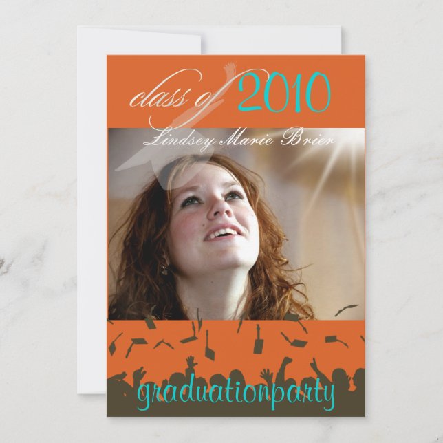 Invitación Graduación/Foto/Cap+Gown de PixDezines 2011 (Anverso)