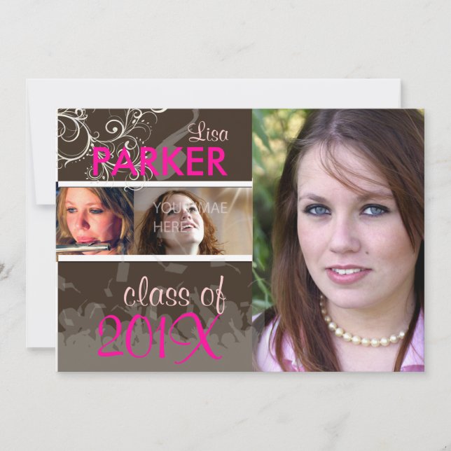 Invitación Graduación/Foto/Cap+Gown de PixDezines 2011 (Anverso)