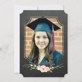 Invitación Graduación Foto Clase de 2016 Chalkboard Floral