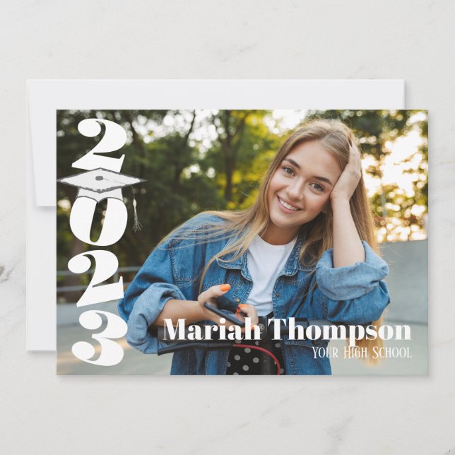 Invitación Graduación Fotografía Púrpura Clase Simple De 2023 (Anverso)