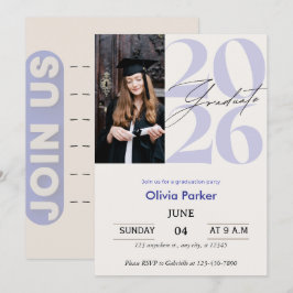 Invitación Graduación Fotográfica Casual Moderna y de Moda