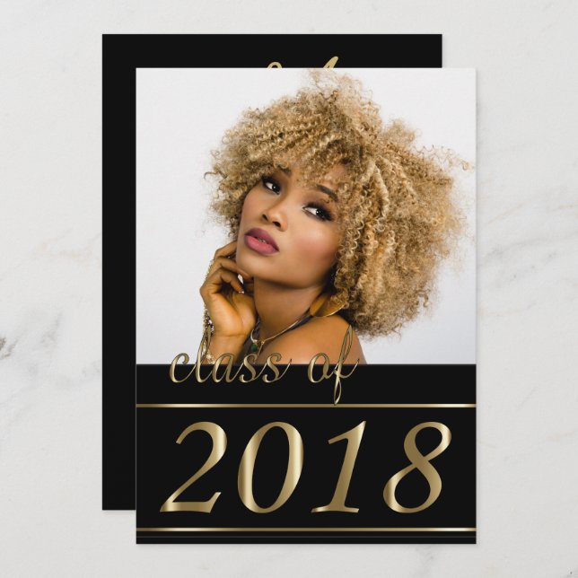 Invitación Graduación fotográfica clásica - 2018 (Anverso / Reverso)