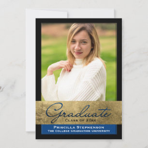 Invitación Graduación fotográfica con efecto Relieve metaliza