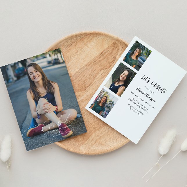 Invitación Graduación fotográfica de caligrafía de escritura  (Subido por el creador)