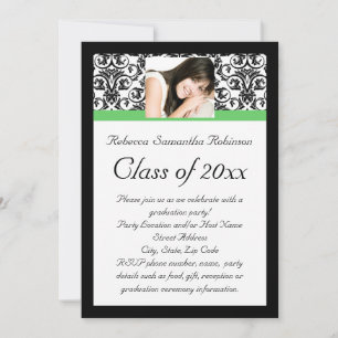Invitación Graduación fotográfica de Chica de Damasco Verde