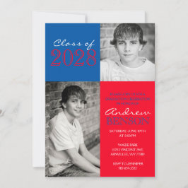 Invitación Graduación fotográfica de Clásico Rojo y Azul 2