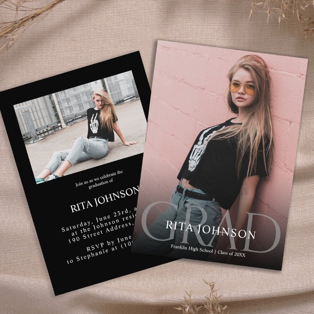 Invitación Graduación fotográfica de Fiesta de grado secundar (High School Graduate Party Photo Graduation Invitation)